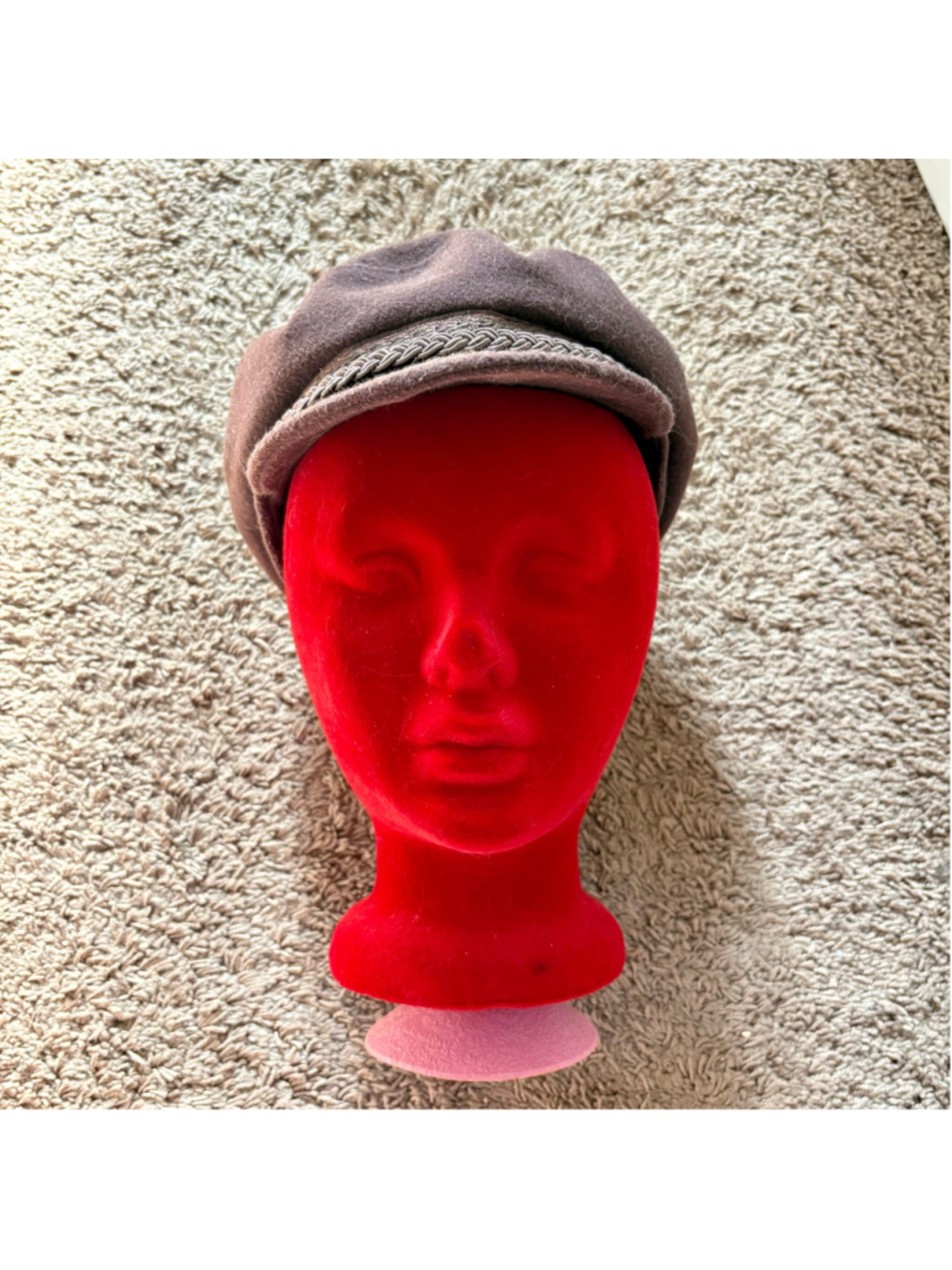 Vintage 60s brown wool newsboy cap